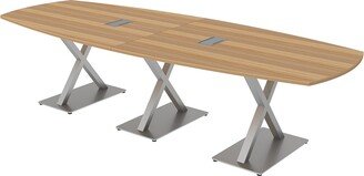 Skutchi Designs, Inc. 12 Person Arc Boat Conference Table with X Bases Data And Electric