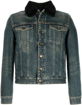 Shearling-Collar Denim Jacket