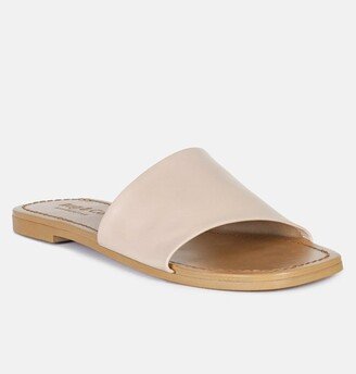 Rag & Co Tatami Latte Soft Leather Classic Leather Slide Flats