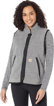 Fleece Button Front Vest (Granite Heather) Women's Clothing