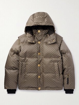 Logo-Jacquard Padded Canvas Hooded Jacket