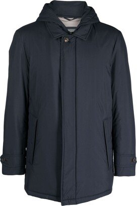 Spread-Collar Padded Hooded Jacket