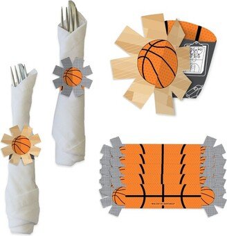 Big Dot of Happiness Nothin’ But Net - Basketball - Baby Shower or Birthday Party Paper Napkin Holder - Napkin Rings - Set of 24