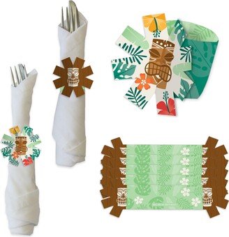 Big Dot Of Happiness Tropical Luau - Hawaiian Beach Party Paper Napkin Holder - Napkin Rings - 24 Ct