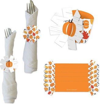 Big Dot of Happiness Fall Pumpkin - Halloween or Thanksgiving Party Paper Napkin Holder - Napkin Rings - Set of 24