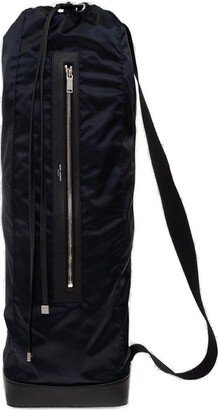 Vertical Drawstring-Fastened Zipped Duffle Bag