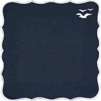 Km Home Collection Seagull Embroidery Linen Napkins Set Of 2