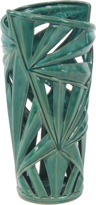 CosmoLiving by Cosmopolitan Green Stoneware Vase, 16 x 7 x 8