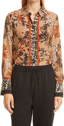 Gracie Border Print Silk Blouse