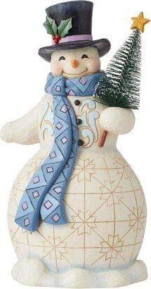 Jim Shore Ain't No Man Like A Snowman - One Figurine 9.5 Inches - Tree Heartwood Creek - 6011160 - Resin - Off-White