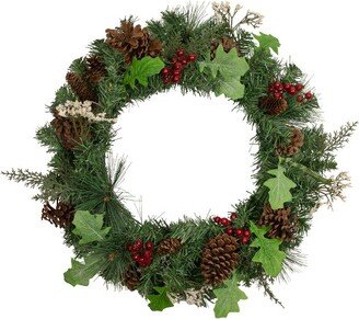 Northlight Decorated Natural Pine and Berry Artificial Christmas Wreath, 24-Inch, Unlit