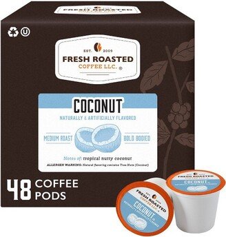 Fresh Roasted Coffee - Coconut Flavored Medium Roast Single Serve Pods - 48CT