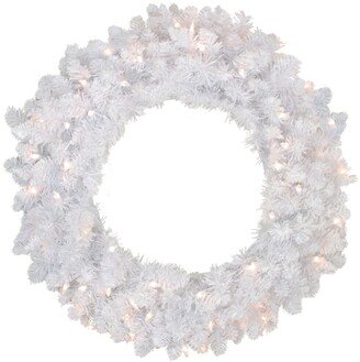 Northlight Pre-Lit Flocked Snow White Artificial Christmas Wreath - 36-Inch Clear Lights