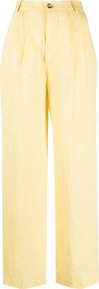 High-Waisted Straight-Leg Linen Trousers