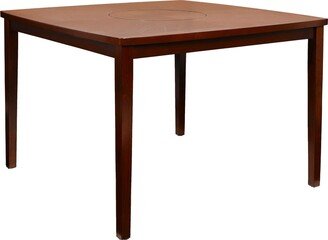 Wooden Transitional Counter Height Table with Block Legs, Espresso Brown