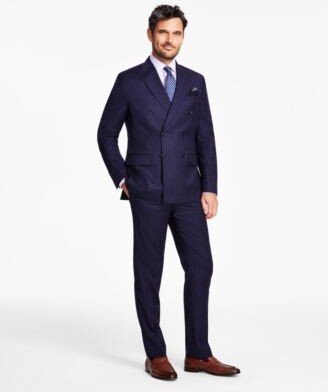 Mens Slim Fit Double Breasted Wool Suit