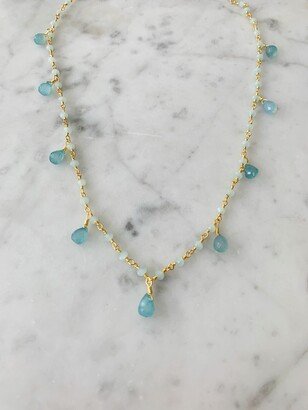 A Blonde and Her Bag Balmy Nights Chalcedony Teardrop Necklace in Gold