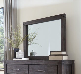 Carbon Loft Melbury Solid Wood Beveled Glass Solid Wood Mirror in Graphite - Brown