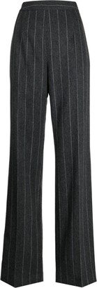 High-Waisted Flannel Straight Trousers