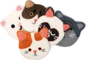 Coasters For Drinks, Absorbent Felt Set Of 5, Cute Funny Cat Drink Coffee Table - Woolygon