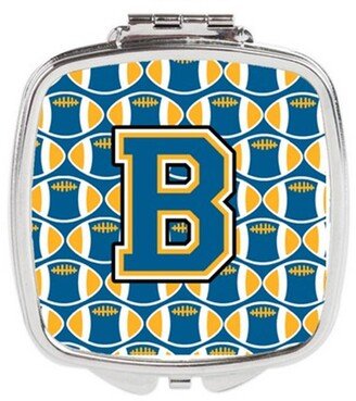 CJ1077-BSCM Letter B Football Blue & Gold Compact Mirror, 3 x 0.3 x 2.75 in.