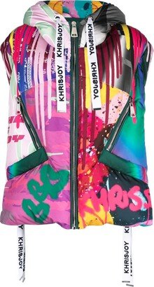 Iconic graffiti-print hooded gilet