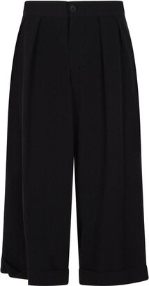 Drop-Crotch Wide-Leg Cropped Trousers