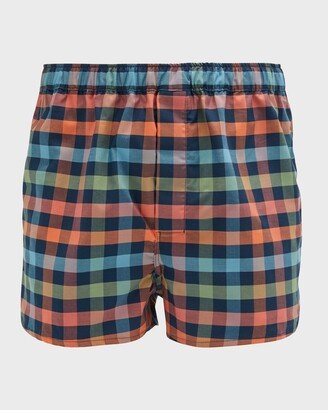 Men's Barker 34 Multi-Check Cotton Boxers