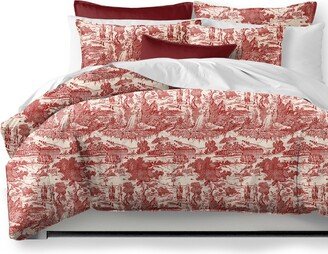 6ix Tailors Beau Toile Red Coverlet and Pillow Sham