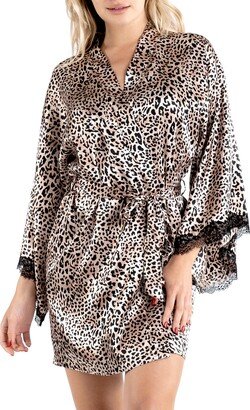 Leopard Print Satin Robe