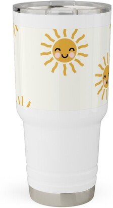 Travel Mugs: Cute Sunshine - Yellow Travel Tumbler, 30Oz, Yellow