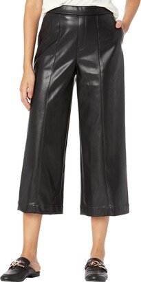 Women's Faux Leather Pant Pocket Wide Leg Trouser