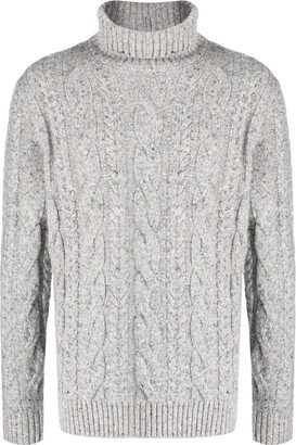 Roll-Neck Cable-Knit Jumper-AA