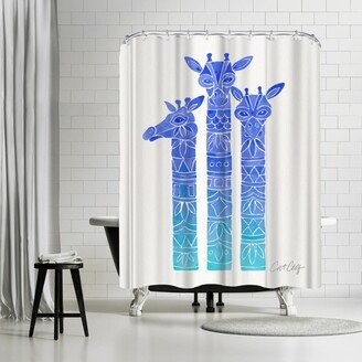 71 x 74 Shower Curtain, Blue Ombre Giraffes by Cat Coquillette