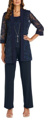 Petite 3/4-Sleeve Lace Jacket & Pants Set