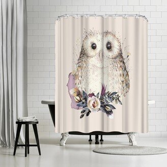 Boho Flower And Owl Illustration Square - Shower Curtain