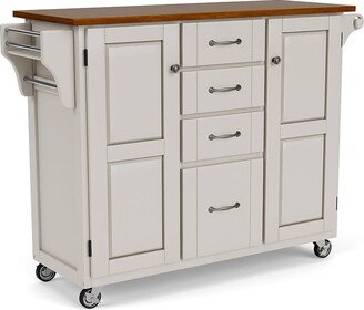 Copper Grove Puff Island White Finish with Cherry Top Kitchen Cart