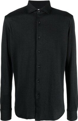 Cutaway-Collar Button-Up Shirt