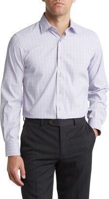 Trim Fit Textured Check Stretch Dress Shirt