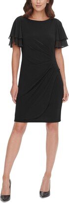 Petites Womens Work Short Sheath Dress