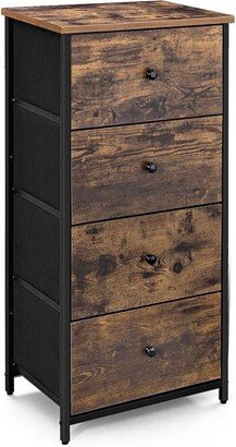 Brown & Black Vertical Dresser Tower with 4 Drawers