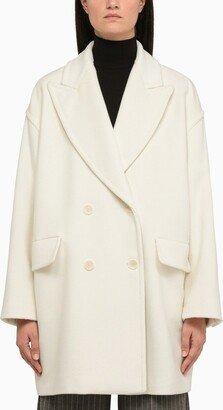 White wool double-breasted coat