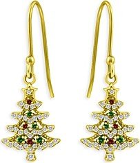 Christmas Tree Drop Earrings in 18K Gold Over Sterling Silver - 100% Exclusive