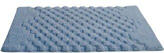 Knightsbridge Luxurious Block Pattern High Quality Year Round Cotton With Non-Skid Back Bath Rug 17 X 24 Light Blue