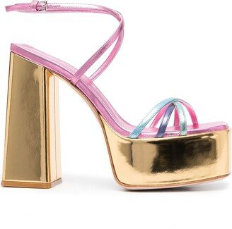 Haus of Honey Foil-Effect Platform Sandals