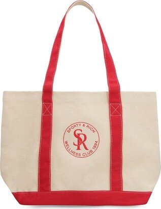 Logo Embroidered Two-Tone Tote Bag-AA