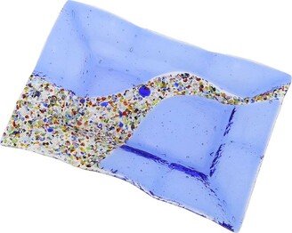 Glassofvenice Murano Glass Klimt Rectangular Decorative Plate - Blue