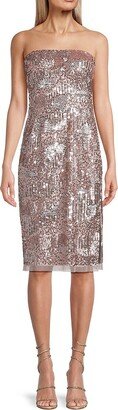 Liv Foster Beaded Mesh Knee-Length Dress