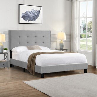 RASOO Modern Upholstered Platform Bed Frame with Tufted Headboard, Full Size