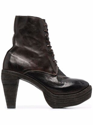 Tapered-Heel Lace-Up Ankle Boots